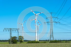 Windwheels and power transmission lines in Germany