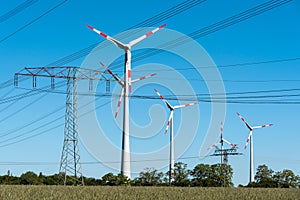Windwheels and power transmission lines in Germany