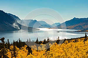 Windy Arm of Tagish Lake after Wildfire YT Canada