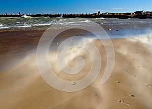 Windy day on sandy beach