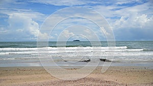 On a windy day at Suan Wang Kaew Beach, Rayong Province