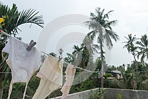 Windy day weather just before rain in early monsoon season. Norwesters or the Kalbaishakhi Wind blowing. View from roof of a