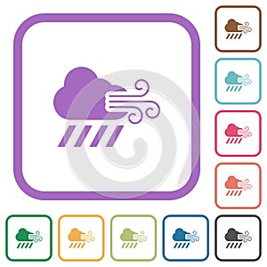 Windy and downpour weather simple icons