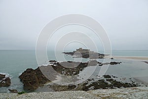 Windy and rainy day in France, the cliffs and the sea are amazing