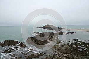 Windy and rainy day in France, the cliffs and the sea are amazing