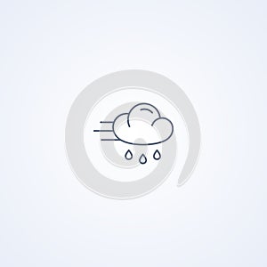 Windy and rainy, vector best gray line icon