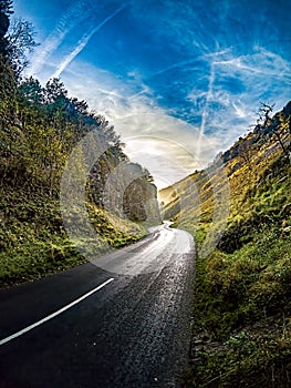 Windy Road through Cheddar Gorge, England