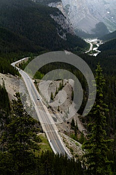 Windy Section of Icefields Parkway in Alberta, Canada