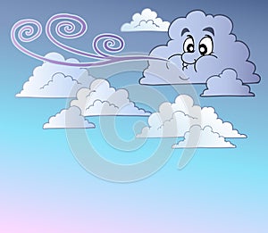 Windy sky with cartoon clouds