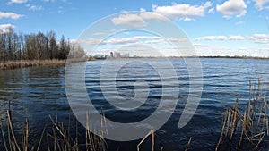 Windy weather at the lake 4k timelapse