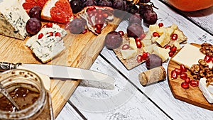 Wine appetizer - cheeses and fruits