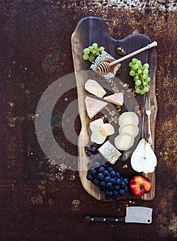 Wine appetizers set: French cheese selection
