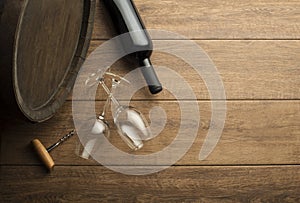 Wine background with bottle and glass