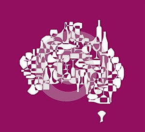 Wine background - stylized maps of countries winemakers. Australia