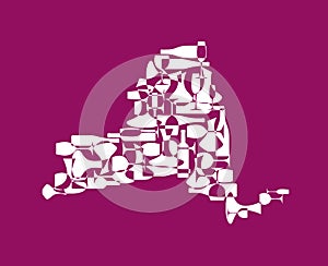 Wine background - stylized maps of states winemakers. New York