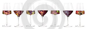 Wine banner. Vineyard in a glass collage, isolated on a white background