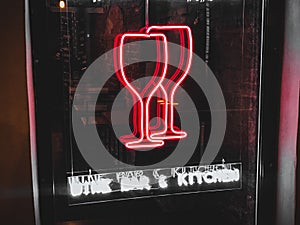 wine bar neon sign restaurant kitchen night life alcohol party