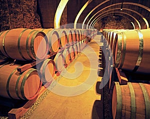 Wine barels in the basement