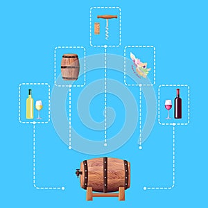 Wine Barrel and Connected Icon Vector Illustration