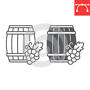 Wine barrel line and glyph icon
