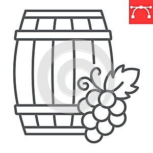 Wine barrel line icon
