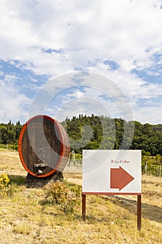 Wine barrel near Firenze, Tuscany, Italy