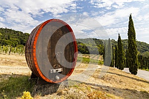 Wine barrel near Firenze, Tuscany, Italy