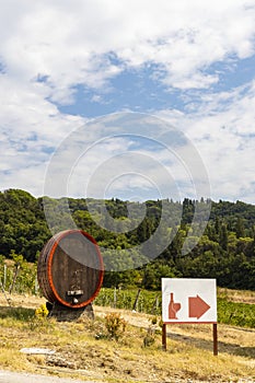 Wine barrel near Firenze, Tuscany, Italy