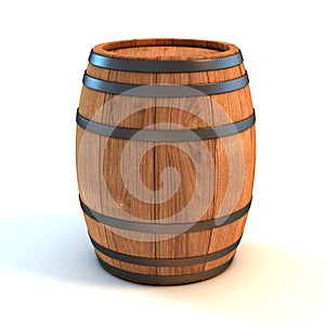 Wine barrel over white background