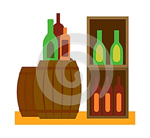 Wine barrel vector illustration.