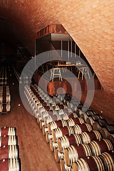 Wine barrel waiting the end of maturing process