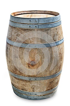 Wine barrel on white