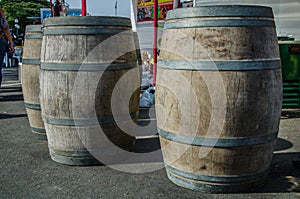 Wine barrels that adorn the Vendimia festival in Santiago de Surco photo