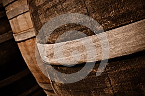 Wine Barrels in a Cellar