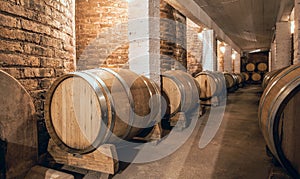 Wine barrels in Cellar of Malbec, Argentina