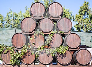 Wine barrels decoration in Santorini