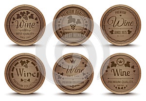 Wine barrels icons set
