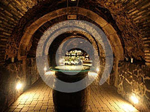 Wine barrels in the old cellar