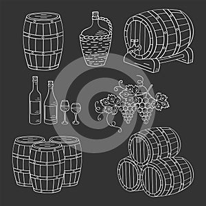 Wine barrels set, vector illustration