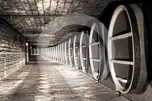 Wine barrels stock