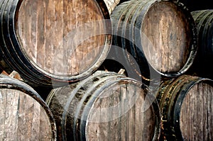 Wine barrels in a wine cellar