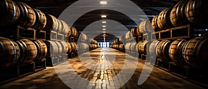 Wine Barrels in a Winery Cellar