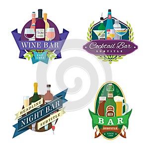 Wine beer bar signs labels badges