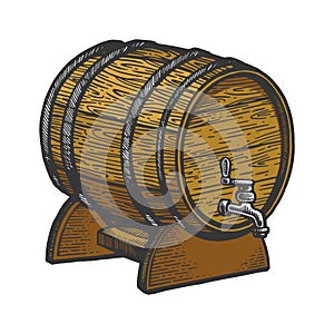 Wine beer barrel engraving vector illustration