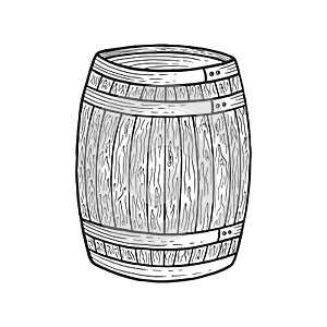 Wine beer barrel sketch engraving vector