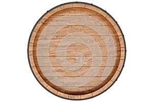 Wine, beer, whiskey, wooden barrel top view of isolation on a white background. 3d illustration