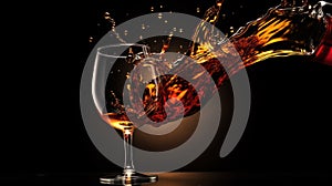 A wine being poured into a glass on the table, AI