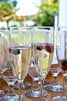 Wine and berries in glasses