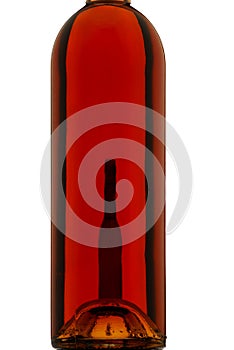 Wine bottle, backlight, white background, rose wine photo