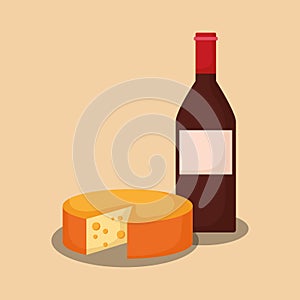 Wine bottle with cheese